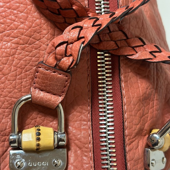 Gucci Leather Hobo Bamboo Bar Shoulder Bag With Braided Straps - Picture 4 of 8